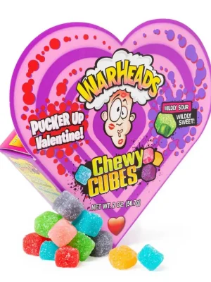 Warheads Chewy Cubes Heart Shaped Box 56g