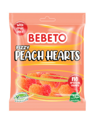 Bebeto Fizzy Peach Hearts 150g
