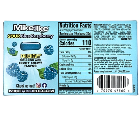 Mike & Ike Sour Blue Raspberry Theatre Box 120g