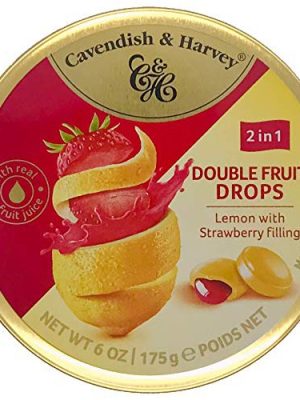 Cavendish & Harvey Double Fruit Drops – Lemon with Strawberry Filling, 175g