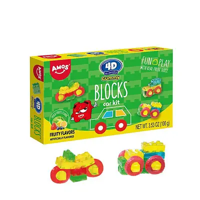 Amos 4D Gummy Blocks - Carkit- 100g