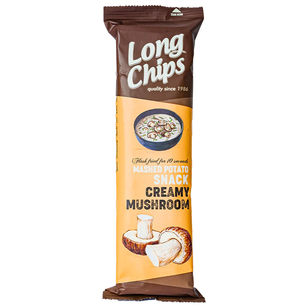 Long Chips Creamy Mushroom Potato Snack 75g Tasko Sweets