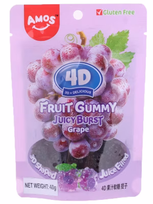 Amos 4D Fruit Gummy Juicy Burst - Grape 80g