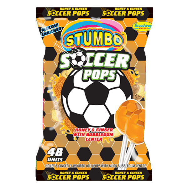 Stumbo Soccer Pops Honey & Ginger Lollipops 48's