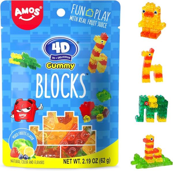 Amos 4D Gummy Blocks - 80g Pouch