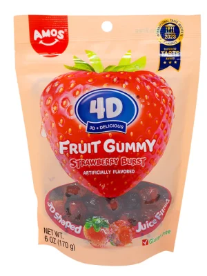 Amos 4D Fruit Gummy Juicy Burst - Strawberry 80g