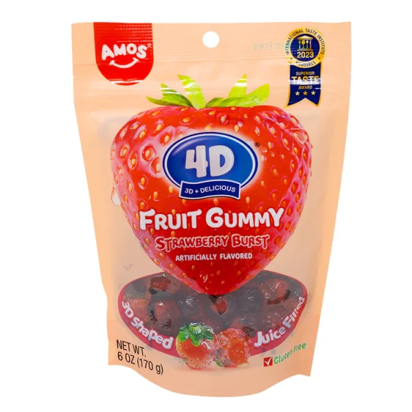 Amos 4D Fruit Gummy Juicy Burst - Strawberry 80g