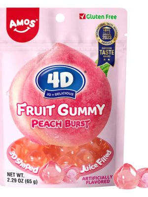 Amos 4D Fruit Gummy Juicy Burst Peach - 80g Pouch