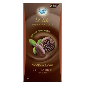 D'lite Dark Sugar Free Cocoa Rich Dark Chocolate Bar 80g