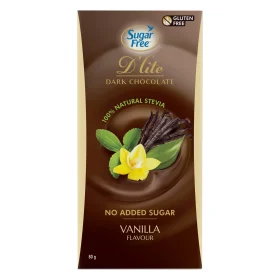 D'lite Dark Sugar Free Vanilla Dark Chocolate Bar 80g